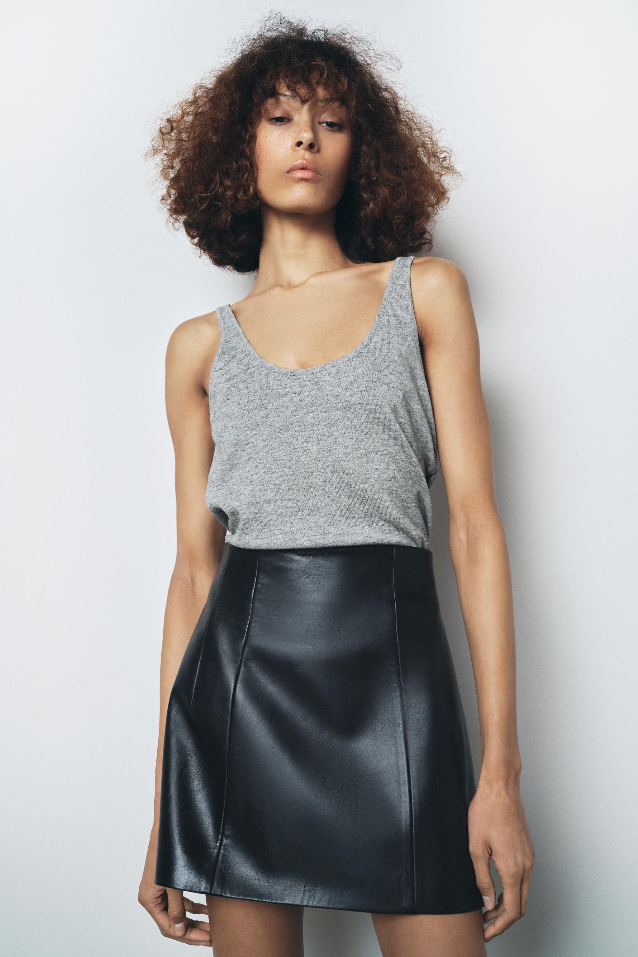 MINI JUPE EN CUIR 100 % ZW COLLECTION ÉDITION LIMITÉE